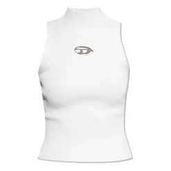 Top a collo alto in maglia a coste