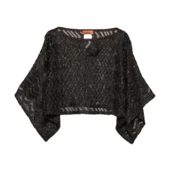 Top a rete a zigzag con paillettes e maniche ampie