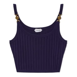 Top in Maglia a Costine in Viscosa Elasticizzata a Rete