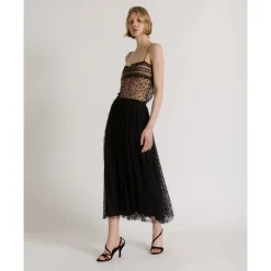 Top in Tulle Pois con Spalline Sottili