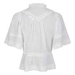 Top in Voile Bianco con Dettagli a Nastro