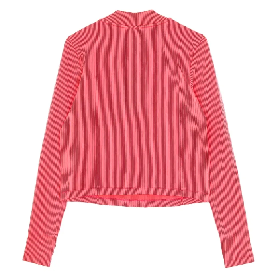 T-shirt a maniche lunghe a coste bicolore