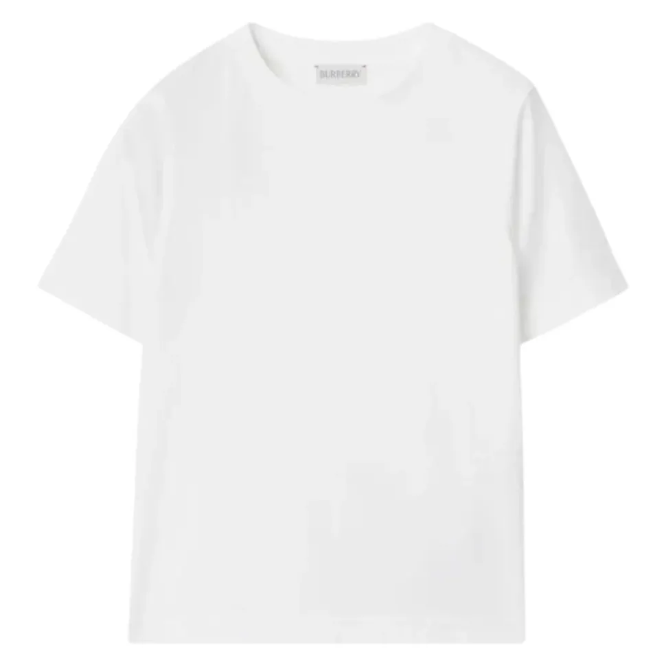 T-shirt Bianca con Logo Ricamato