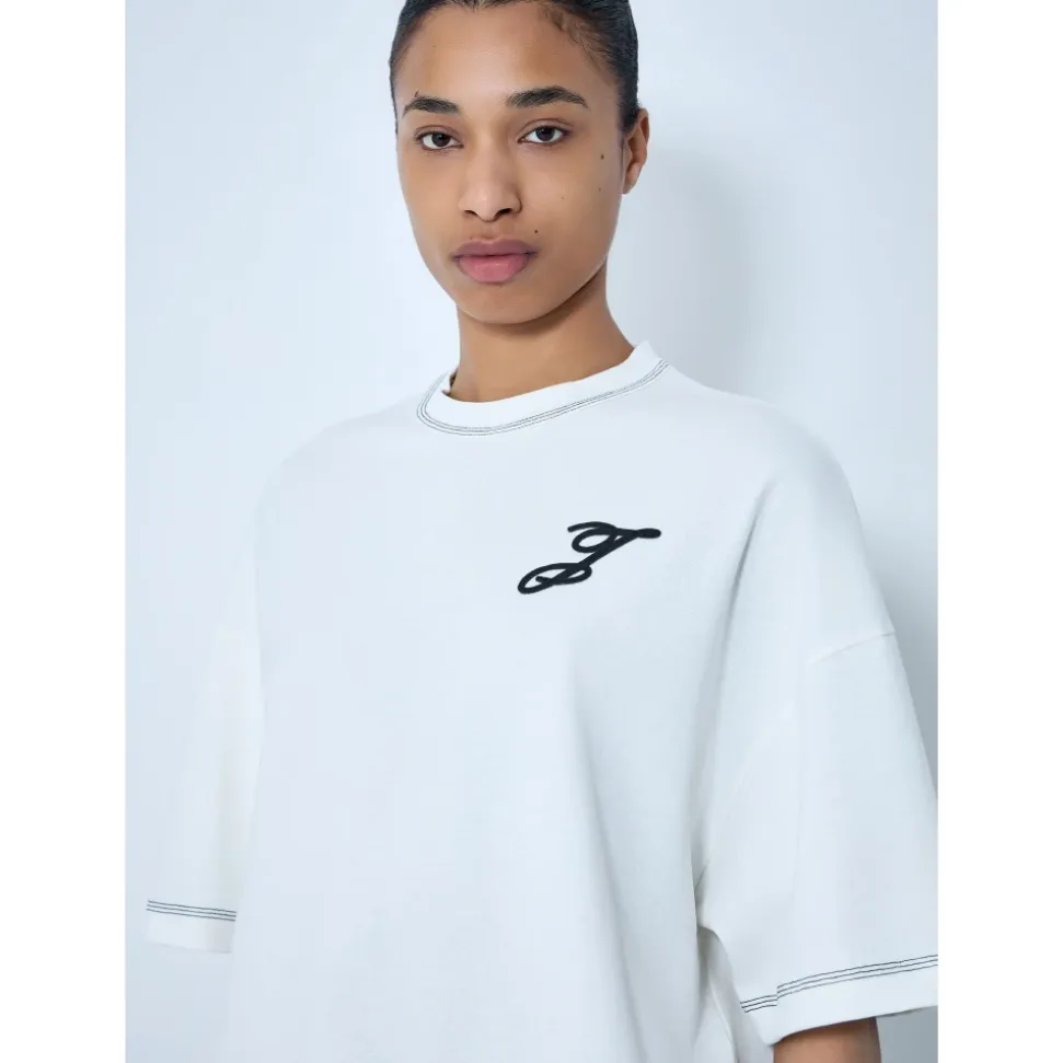 T-shirt boxy con logo ricamato