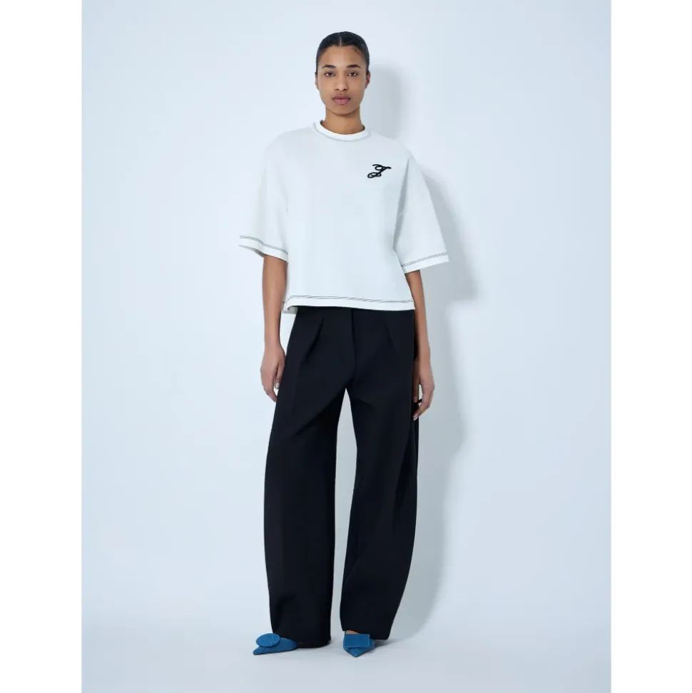 T-shirt boxy con logo ricamato