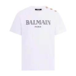 T-shirt con Dettaglio Bottoni e Logo