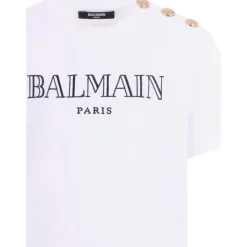 T-shirt con Dettaglio Bottoni e Logo