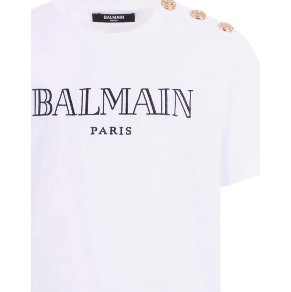 T-shirt con Dettaglio Bottoni e Logo