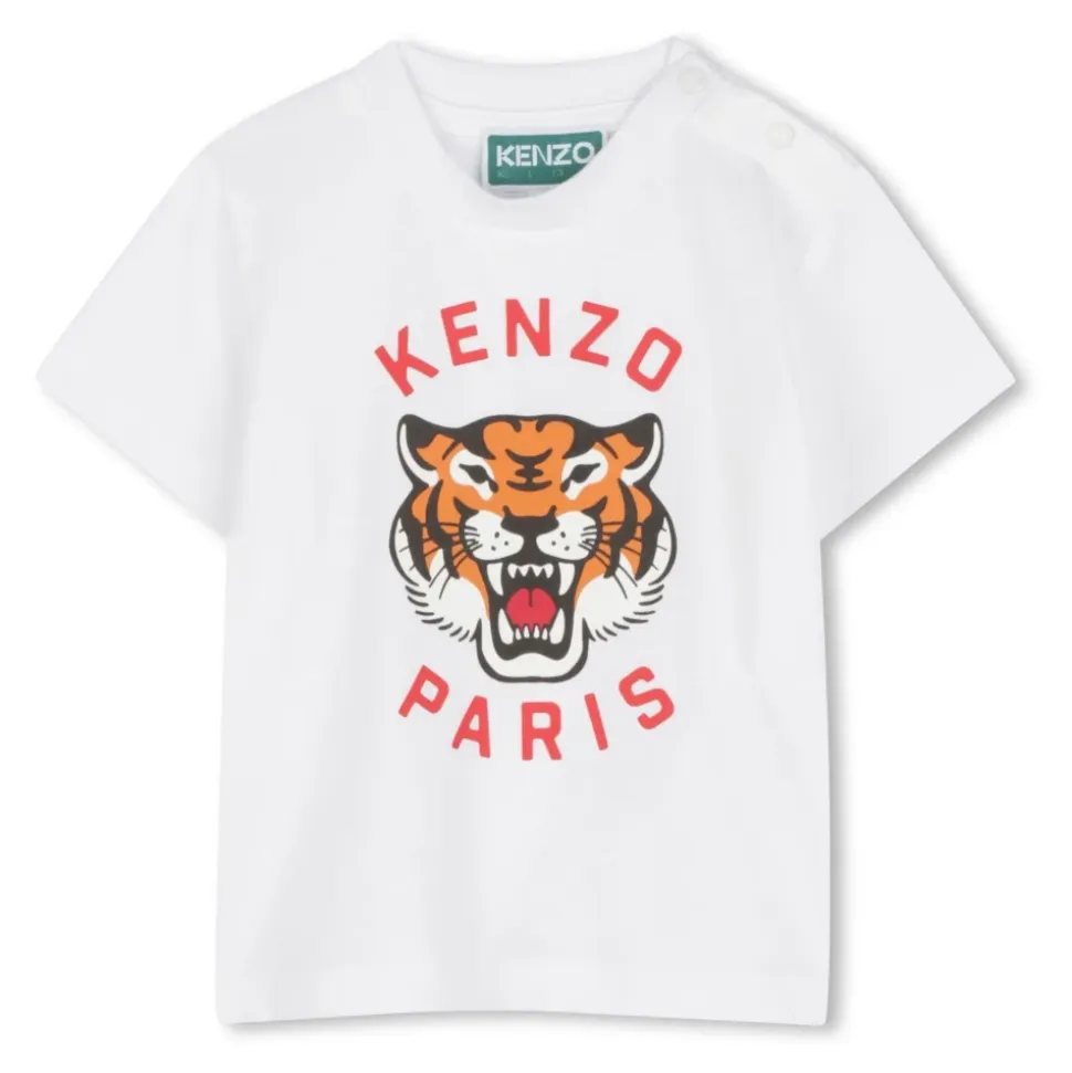 T-shirt in cotone con stampa logo Tigre